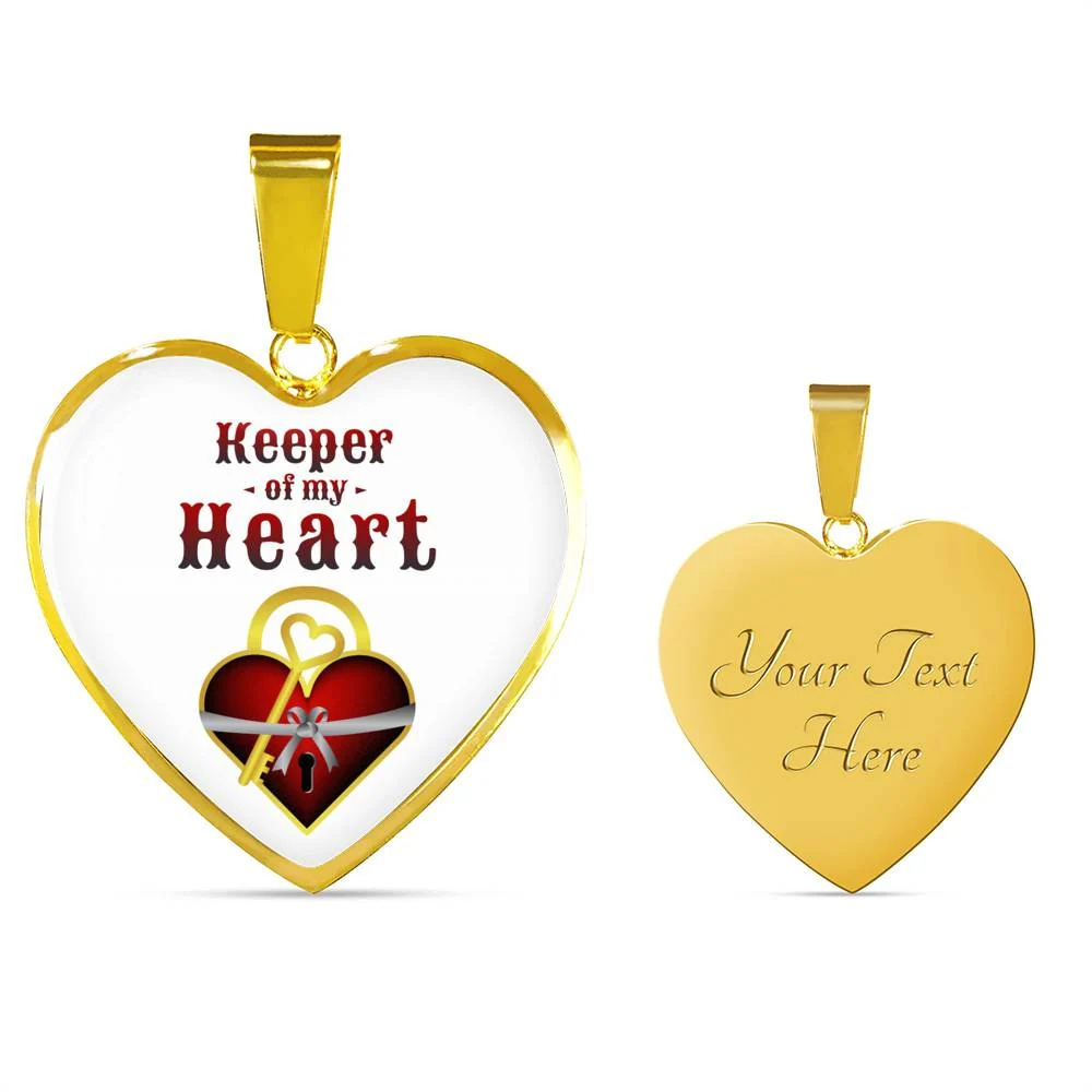 Keeper Of My Heart Necklace Personalized Engraved Gold Heart Necklace Custom Na
